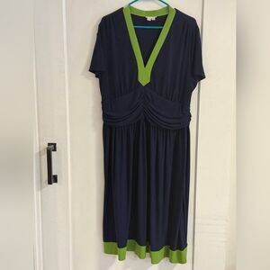 London Times Navy and Green Dress